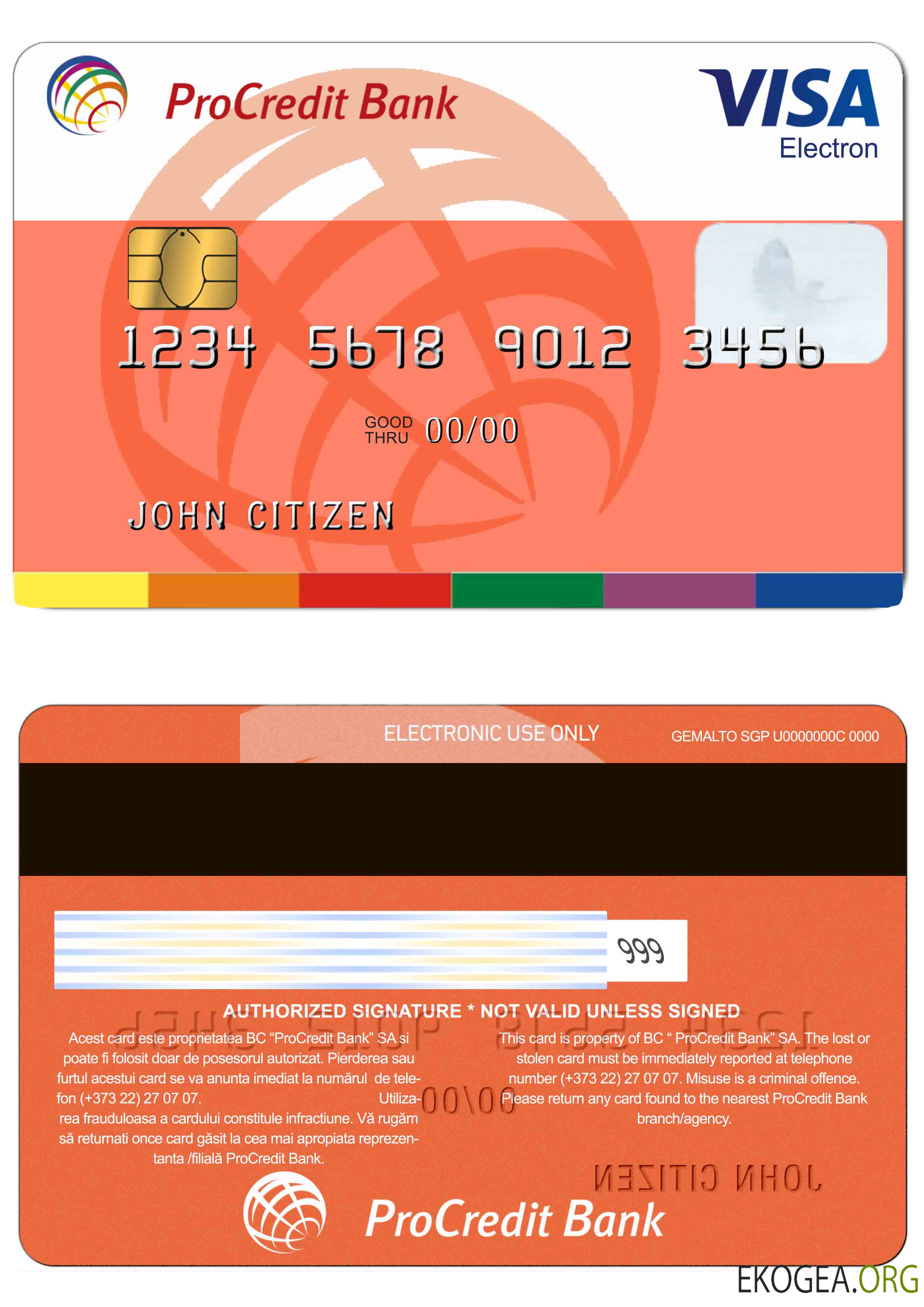 Carte de crédit électronique visa banque Procredit Moldavie